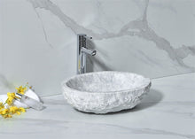 Cargar imagen en el visor de la galería, Oval Shape Bathroom White Marble Outdoor Counter Top Wash Basin
