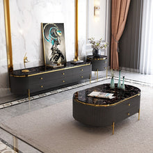 Загрузить изображение в средство просмотра галереи, Popular modern luxury TV cabinet marble panel stainless steel living room hotel apartment furniture TV cabinet
