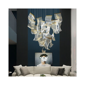 Postmodern light luxury villa living room creative duplex building hollow staircase acrylic pendant lamp Paper lamp chandelier "Price depends on the size you need"