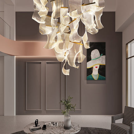 Postmodern light luxury villa living room creative duplex building hollow staircase acrylic pendant lamp Paper lamp chandelier "Price depends on the size you need"