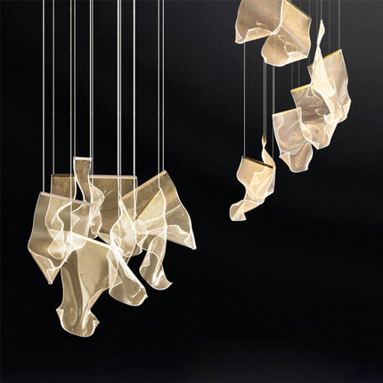 Postmodern light luxury villa living room creative duplex building hollow staircase acrylic pendant lamp Paper lamp chandelier "Price depends on the size you need"
