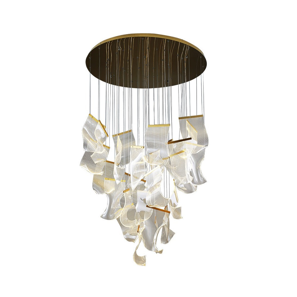 Postmodern light luxury villa living room creative duplex building hollow staircase acrylic pendant lamp Paper lamp chandelier "Price depends on the size you need"