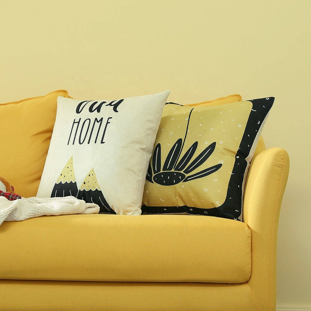 Printed pillow sublimation white printing pillow cover digital printing pillow cover yellow canvas cushion cover