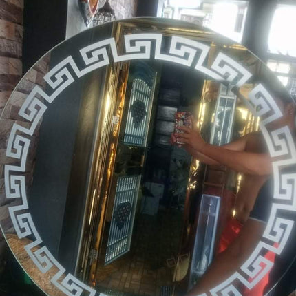 High Definitions HD Glass Led Light Mirror Versace Big Size 80cm Tri Color with Antifog