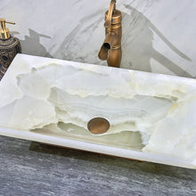 Load image into Gallery viewer, Rectangle White Onyx Marble Stone Kitchen Sinks
