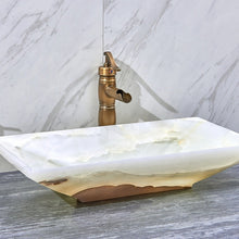 Load image into Gallery viewer, Rectangle White Onyx Marble Stone Kitchen Sinks
