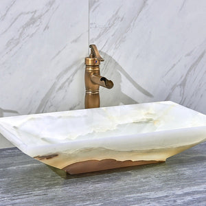 Rectangle White Onyx Marble Stone Kitchen Sinks