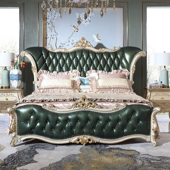 Royal King Schlafzimmermöbel-Set, Bettgestelle, Größe: Cama Master Luxus Gold, Europäische Elegante Eiche, Heimmöbel, Heimmöbel 