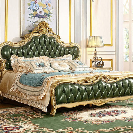 royal Luxurious Italian genuine leather king size beds wooden beds ,Turkish furniture bedroom