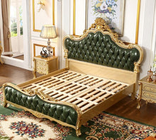 Load image into Gallery viewer, royal Luxurious Italian genuine leather king size beds wooden beds ,Turkish furniture bedroom
