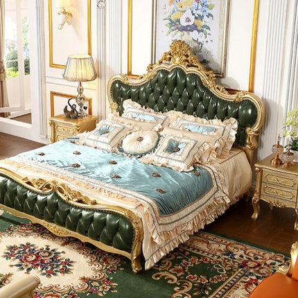 royal Luxurious Italian genuine leather king size beds wooden beds ,Turkish furniture bedroom