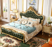 Load image into Gallery viewer, royal Luxurious Italian genuine leather king size beds wooden beds ,Turkish furniture bedroom
