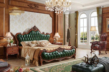Lade das Bild in den Galerie-Viewer, royal wooden king size bed designs wooden real leather cover luxury design bed room set
