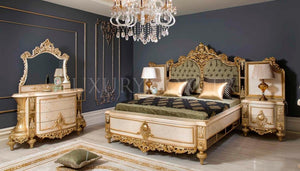 solid wooden double bed genuine leather beds frame modern Italian leather luxury gold wooden double king size bed