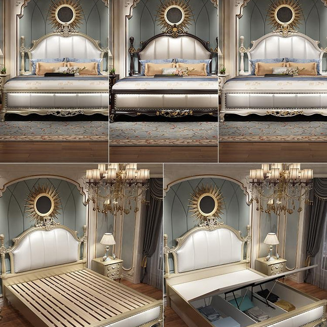 Luxuriöses türkisches Schlafzimmer-Set aus Massivholz, klassisches italienisches Antik-Kingsize-Bett 