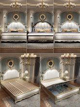 Charger l&#39;image dans la galerie, solid wooden luxury turkish bedroom set, classic antique italian style king size bed
