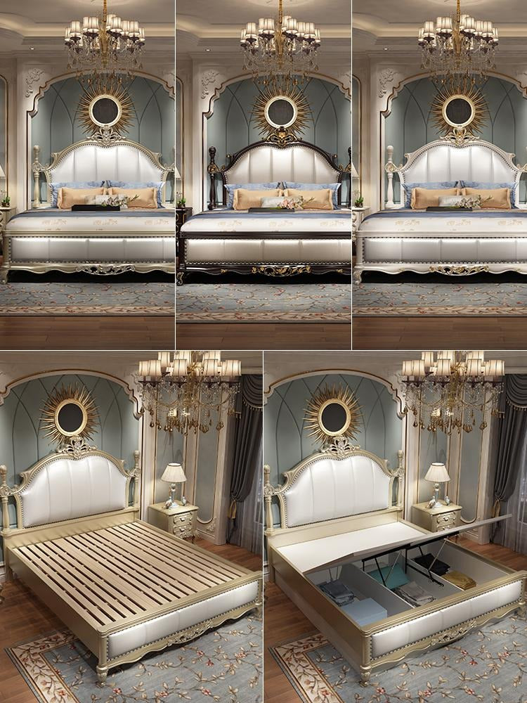 solid wooden luxury turkish bedroom set, classic antique italian style king size bed