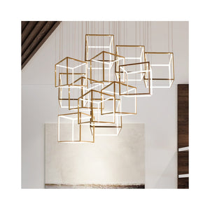 Square Stainless steel gold luxury home decor Pendant lamp Chandelier "Price depends on the size you need"