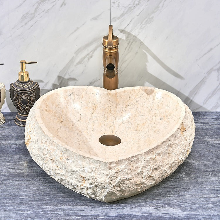 Stone Bathroom countertop basin heart shape bathroom face basin – La ...