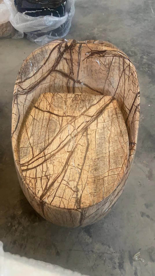 Egg Toilet  Marble Style Brown Edition Luxury Bathroom Commode Round Egg Shaped Toilet Bowl