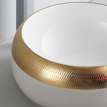 Load image into Gallery viewer, Unique modern restaurant hotel toilet washbasins round luxury ceramic white and gold hand wash art basin sink
