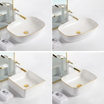 modern luxury golden round lavatory waschbecken white and gold hand wash ceramic art basin bathroom sink