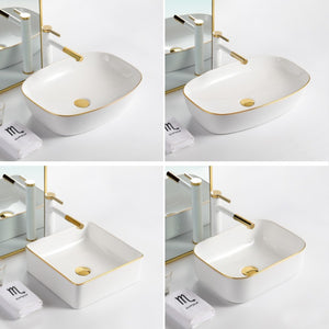 modern luxury golden round lavatory waschbecken white and gold hand wash ceramic art basin bathroom sink