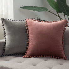 Загрузить изображение в средство просмотра галереи, Velvet Cushion cover 18x18 pom pom pillow cover, decorative pillows,cojines decorativos
