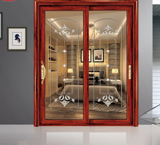 Villa Luxury Western Integrated Aluminum Frames Waterproof Wood Grain Door Price in India (PLEASE SEND YOUR SIZE).