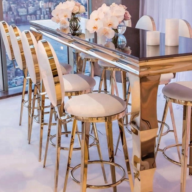 Bar Chair Stainless Steel Electroplating Gold and White