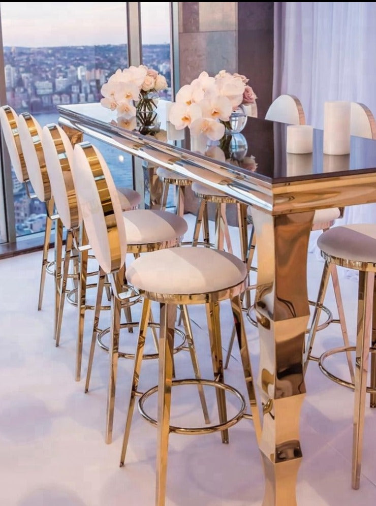 Bar Chair Stainless Steel Electroplating Gold and White