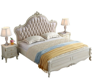 white wooden american luxury bedroom furniture set for girl , wholesale king size bed frame