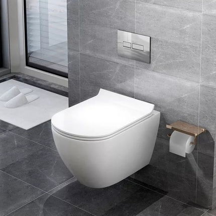 Hanging Toilet Bowl Porcelain White With Push Buttom And System Included