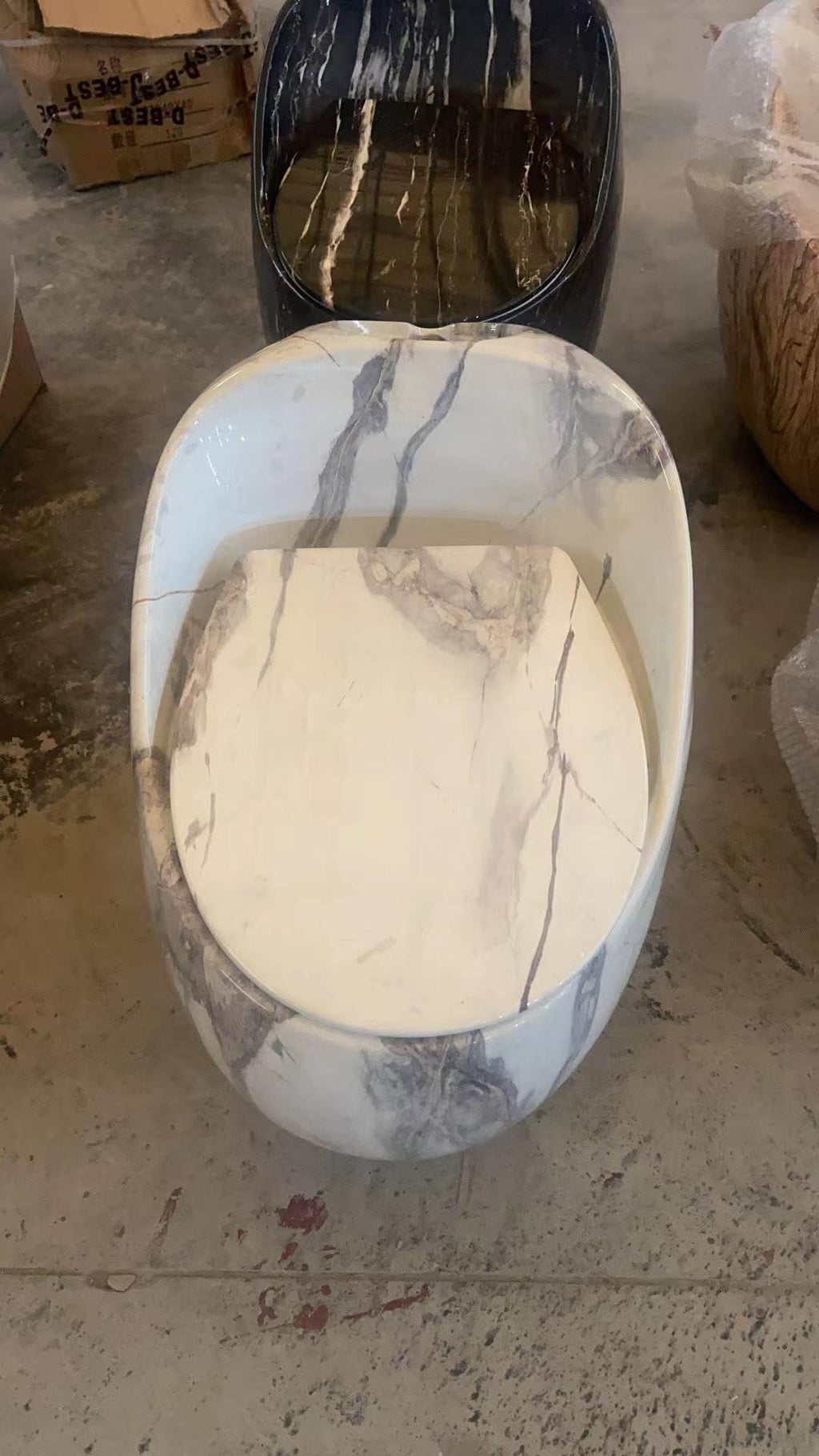 Toilet Marble White Porcelain Round Egg Shaped Style Edition Luxury Bathroom Commode WC Toilet Bowl Sanitary Ware One-piece Marble Toilet