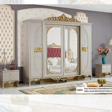 Arabic style royal bedroom furniture antique gold bedroom set luxury wooden