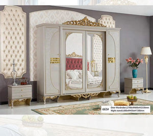 Arabic style royal bedroom furniture antique gold bedroom set luxury wooden