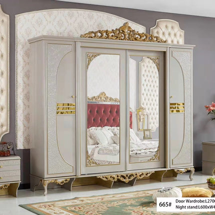 Arabic style royal bedroom furniture antique gold bedroom set luxury wooden