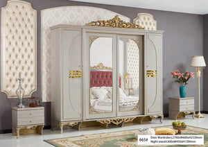 Arabic style royal bedroom furniture antique gold bedroom set luxury wooden