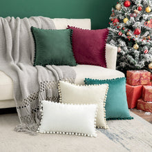 Load image into Gallery viewer, Pillows Accept Custom Velvet throw pillow with cute pompom
