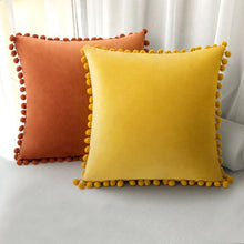 Load image into Gallery viewer, Pillows Accept Custom Velvet throw pillow with cute pompom
