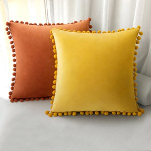 Pillows Accept Custom Velvet throw pillow with cute pompom