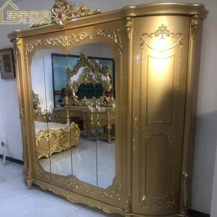 Luxuriöses türkisches Schlafzimmer-Set, Kingsize-Bett, Holzmöbel-Set 