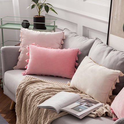 Hot Style Cushion Cover 50*50cm Soft Velvet Pillow Cover Tassel Macrame Cushion Cover For Home Decorative Pillow