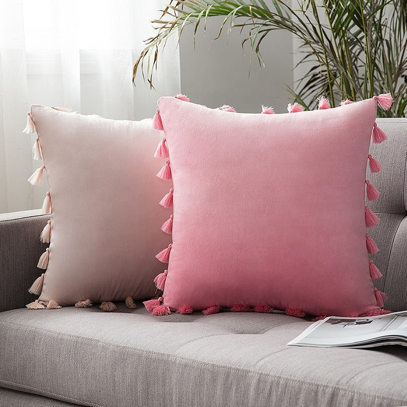 Hot Style Cushion Cover 50*50cm Soft Velvet Pillow Cover Tassel Macrame Cushion Cover For Home Decorative Pillow