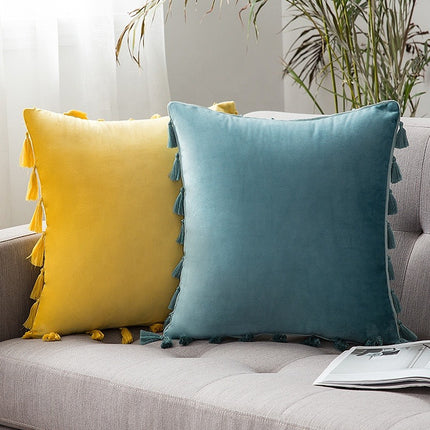 Hot Style Cushion Cover 50*50cm Soft Velvet Pillow Cover Tassel Macrame Cushion Cover For Home Decorative Pillow