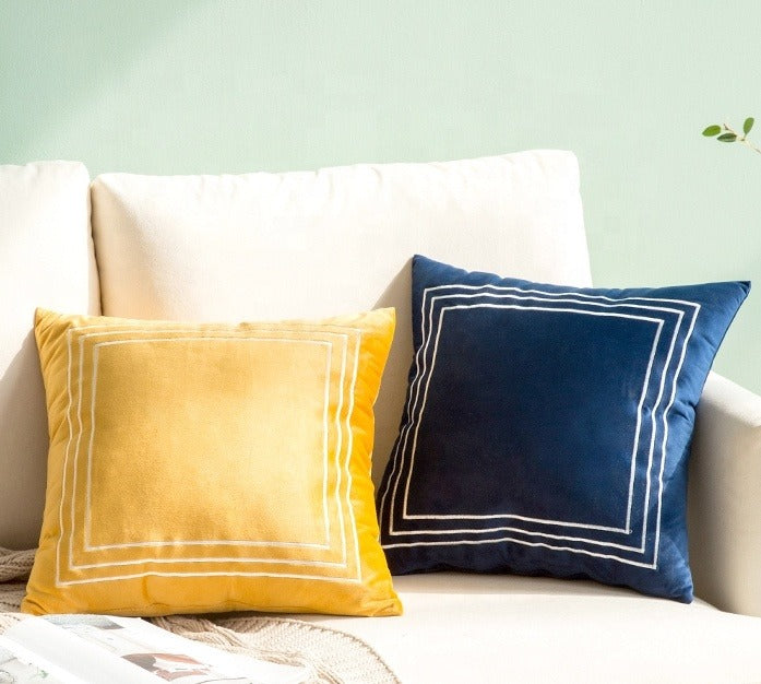 simple fashion luxury home decorative throw pillow white embroidery cushion cover velvet pillow cover for sofa