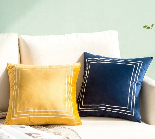 simple fashion luxury home decorative throw pillow white embroidery cushion cover velvet pillow cover for sofa