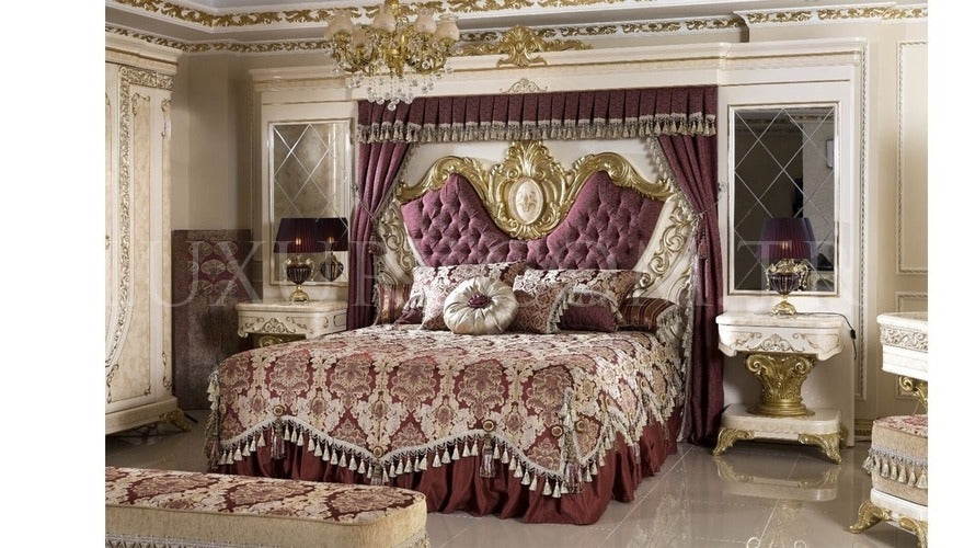 Wooden Craving Noble Luxury set furniture noble Bedroom Sets Classic Home Furniture Antique Wood Bed European