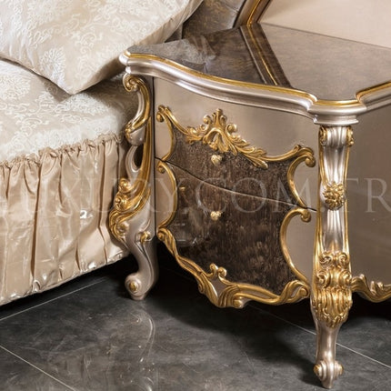 Wooden Craving Villa bed set furniture noble Bedroom Sets Classic Italy Home Furniture Antique Wood King Size Bed European