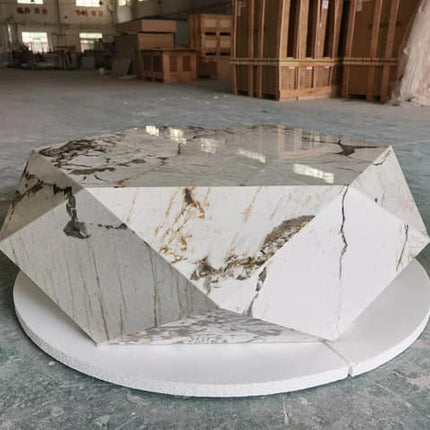 minimalist light luxury polygonal faux marble stone coffee table villa small apartment living room modern coffee table